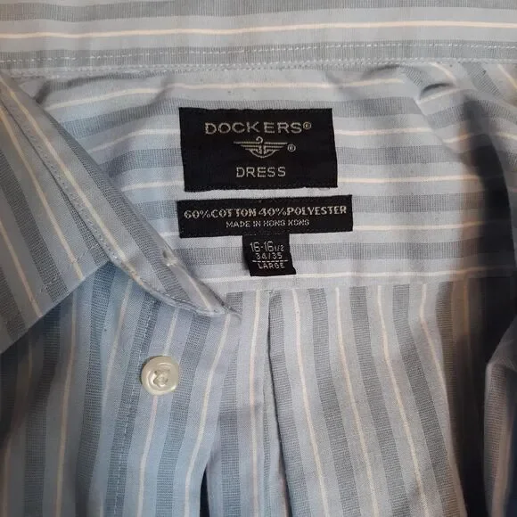 Dockers Men's White and Blue Shirt - Picture 3 of 6